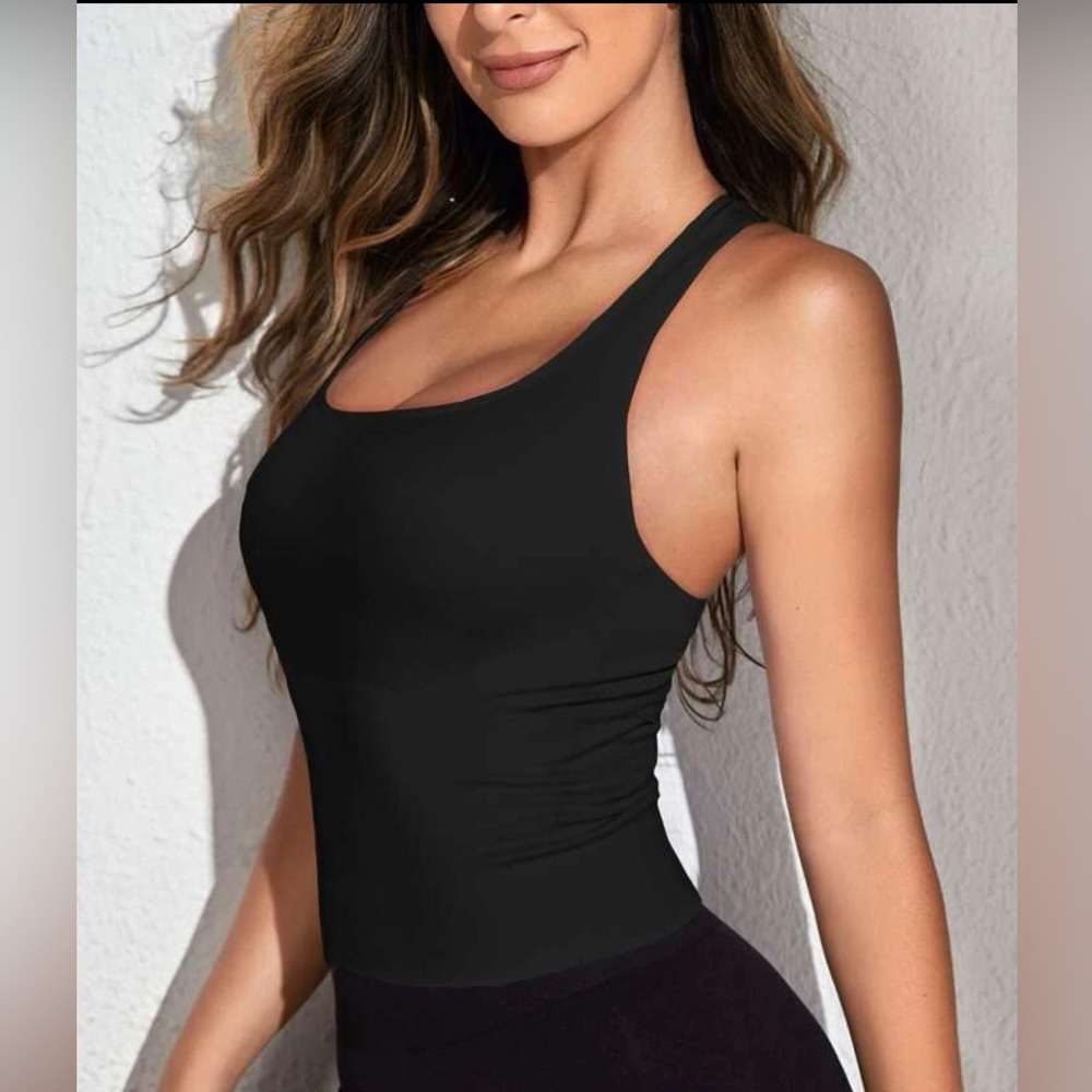 Woman Shein Cut out Racer Back Sports Tank Top